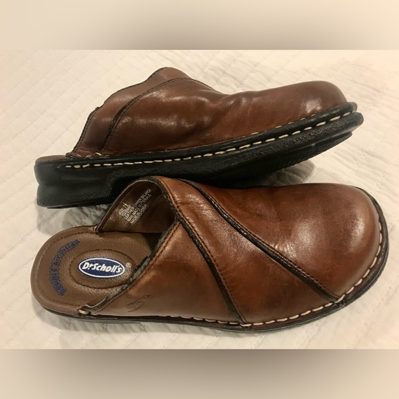 Dr Scholls Margie Double Air Pillo SlideOn Mules Brown Leather size 71/2 - Picture 4 of 5